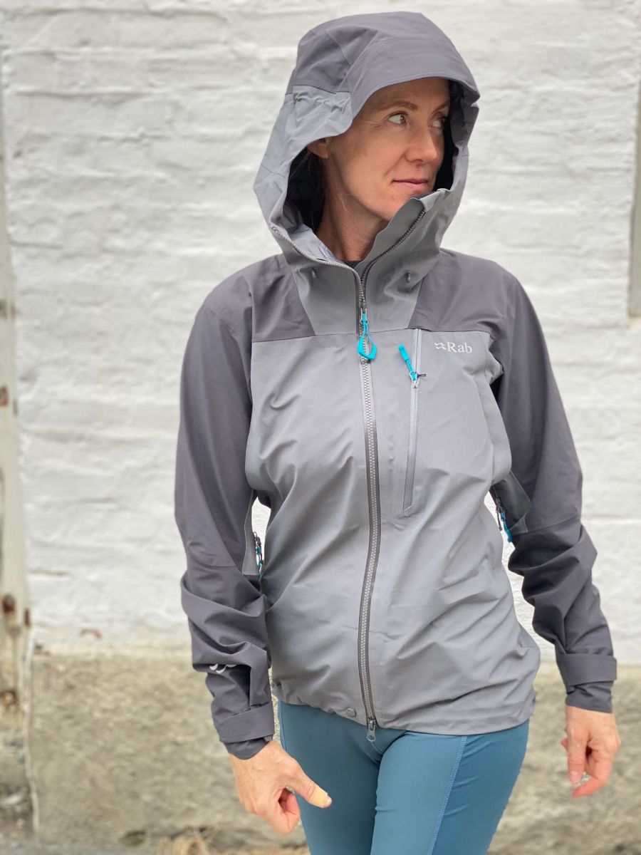 gråfarget, vanntett jakke til dame