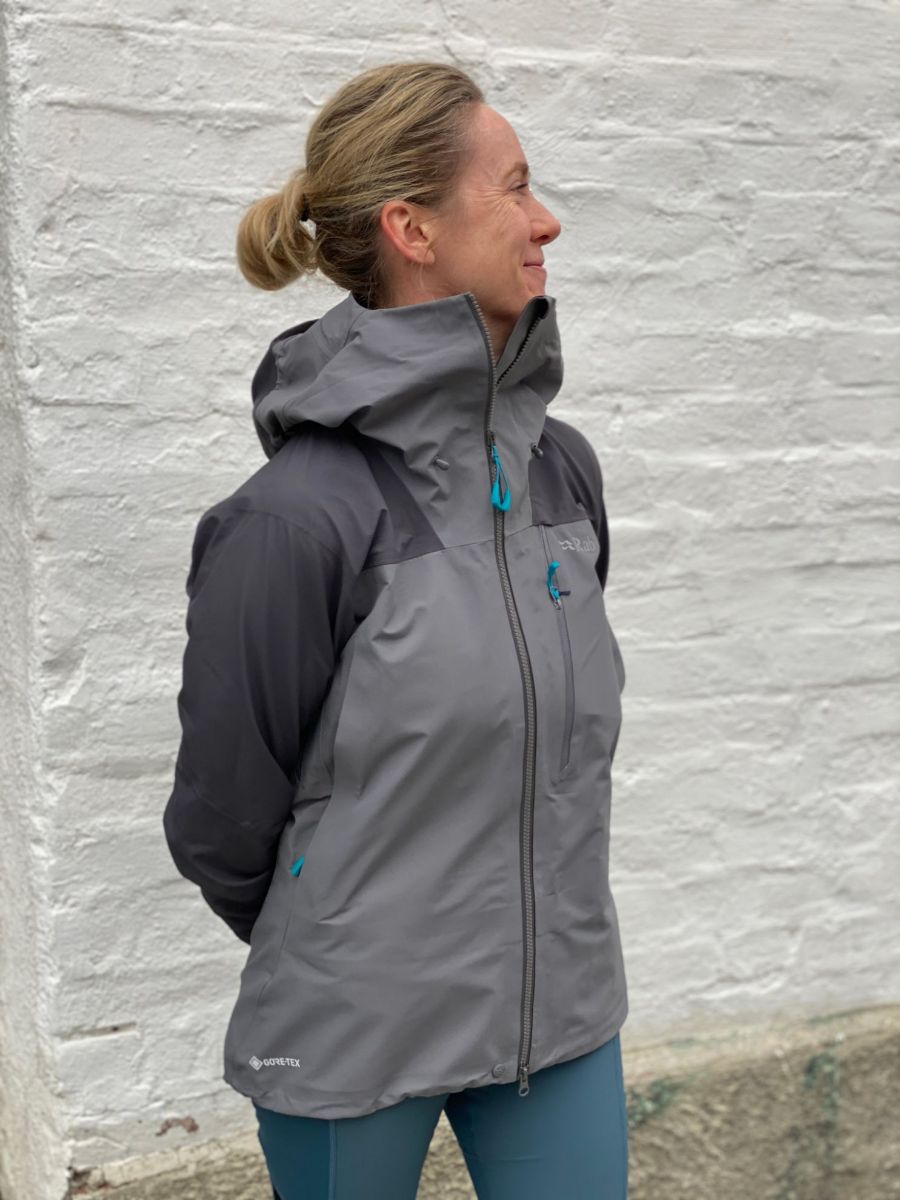 gråfarget, vanntett jakke til dame