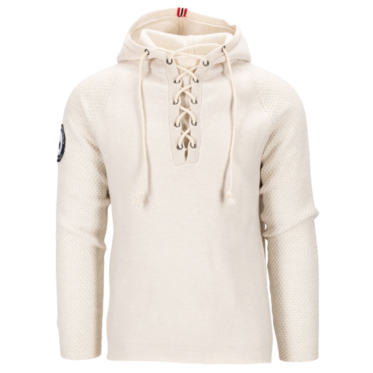 Bilde av Boiled Hoodie Laced Mens - en hettegenser fra Amundsen Sport i ull til herre i fargen Oatmeal