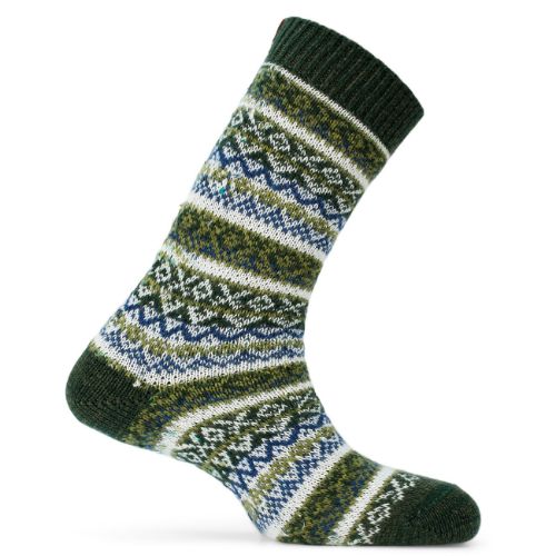 mønstret, grønne ullsokker