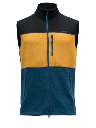 Bilde av ullvest fra Devold til herre i tre farger: Svart, gul og blå - med produktnavnet Devold Thermo Wool West