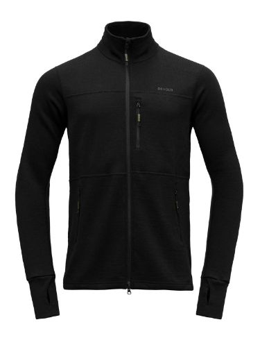 Bilde av ulljakke/ullgenser med glidelås til herre fra Devold i sort: Devold Thermo Wool JKT Man