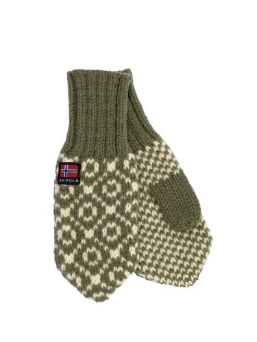 Bilde av ullvotter fra Devold: Svalbard Wool Mitten i fargen Olive Offwhite