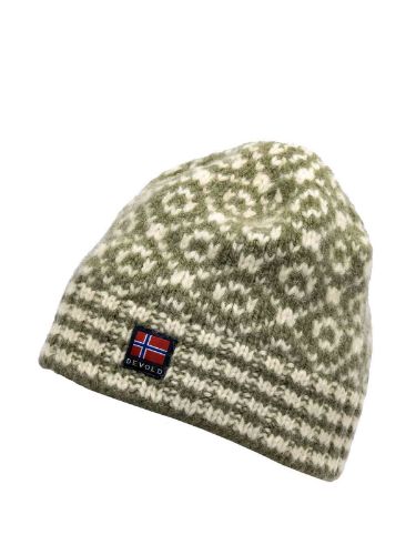 Bilde av Devold Svalbard Wool Beanie Olive Offwhite - en lue i 100% ull fra Devold