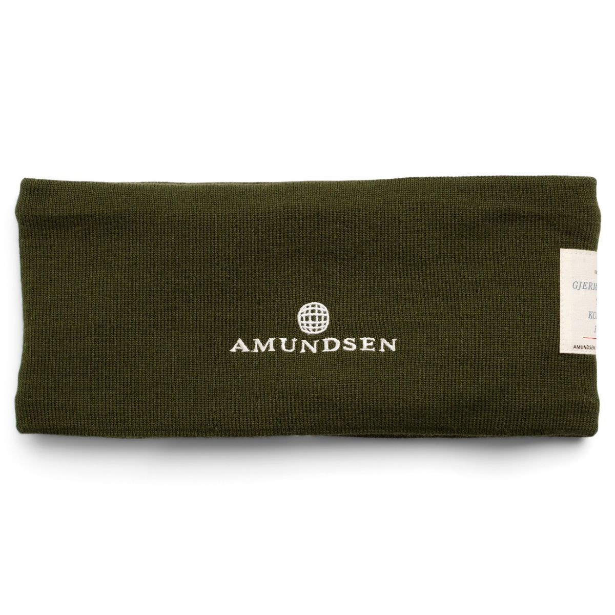 grønt pannebånd med amundsen-logo i front