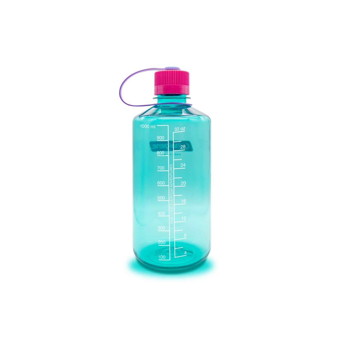 turkis drikkeflaske i BPA-fri plast. Flasken rommer 1 liter drikke