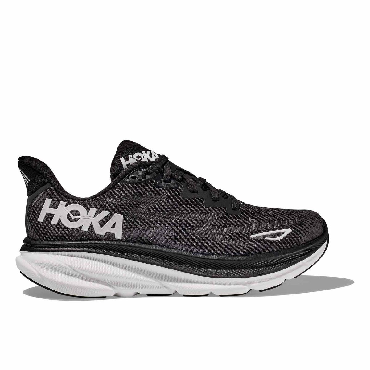 Hoka M Clifton 9 til herre i svart med hvit såle