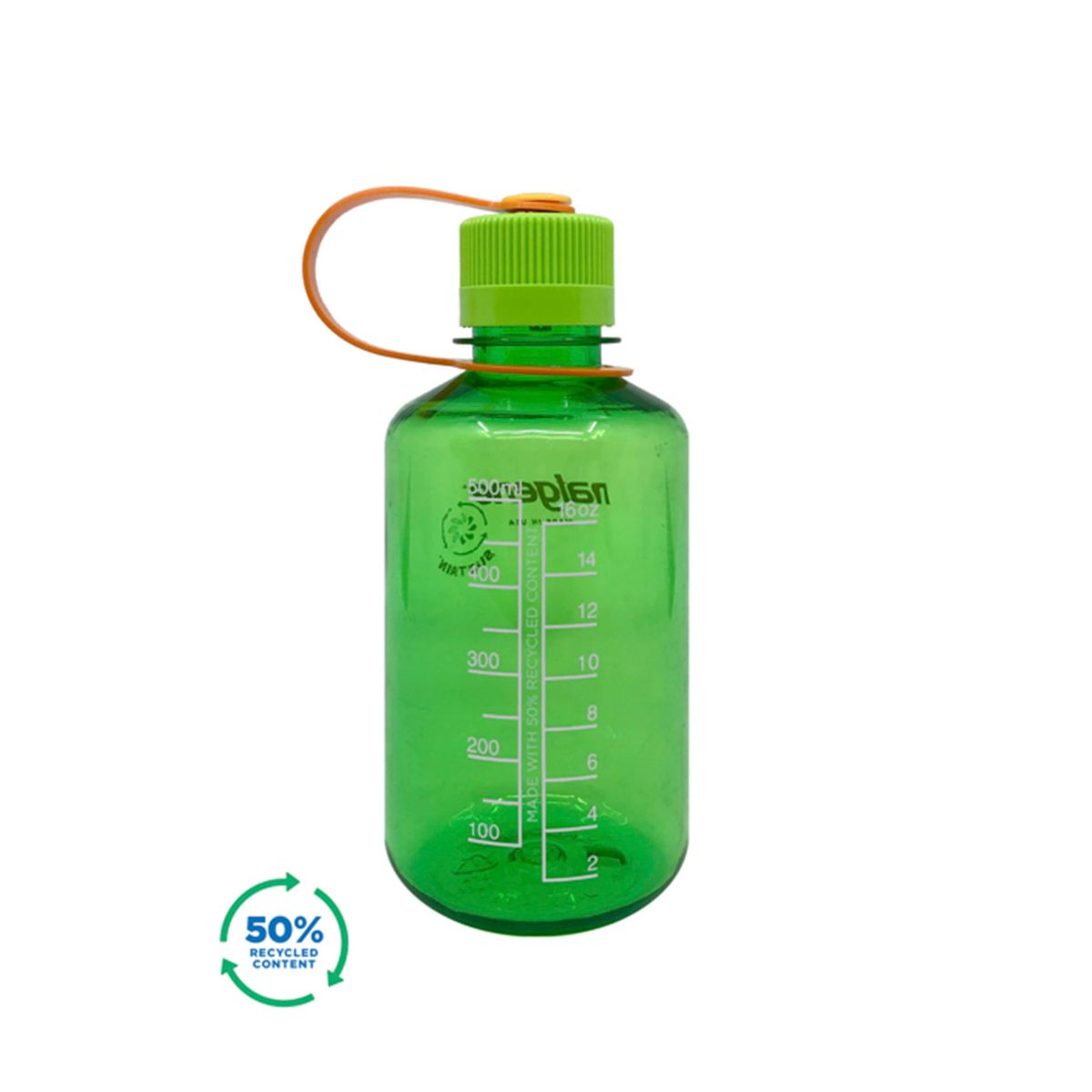 Grønn drikkeflaske i 50% resirkulert materiale. BPA-fr
