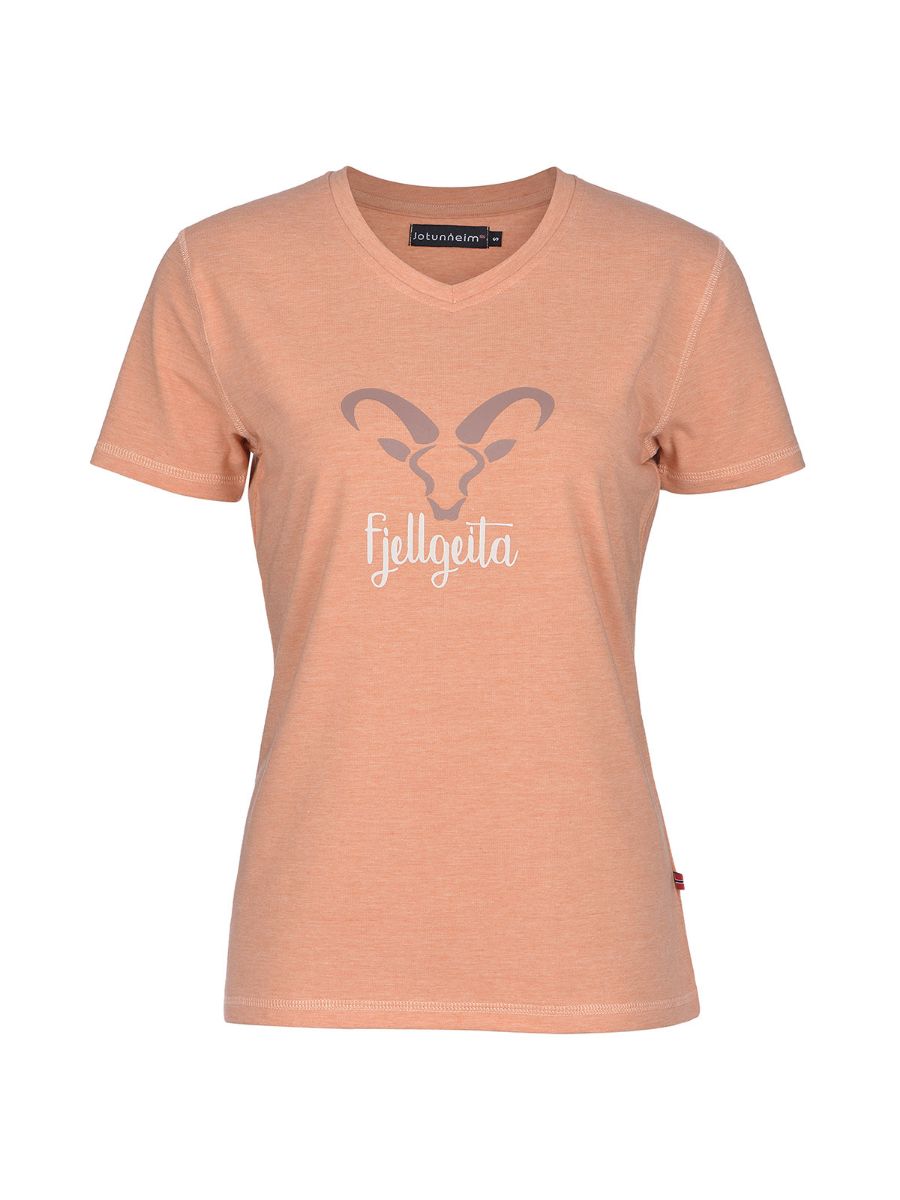 Varde Tshirt m/print fra Jotunheim til dame, med print "Fjellgeita" i fargen Toasted Nut