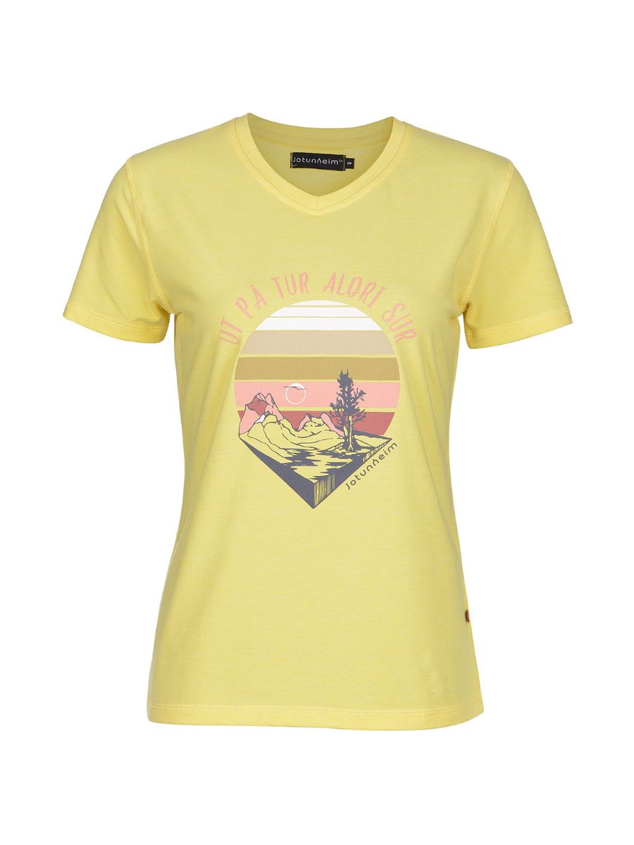 Varde Tshirt m/print fra Jotunheim til dame, med print "Tur" i fargen Goldfinch (Gul)