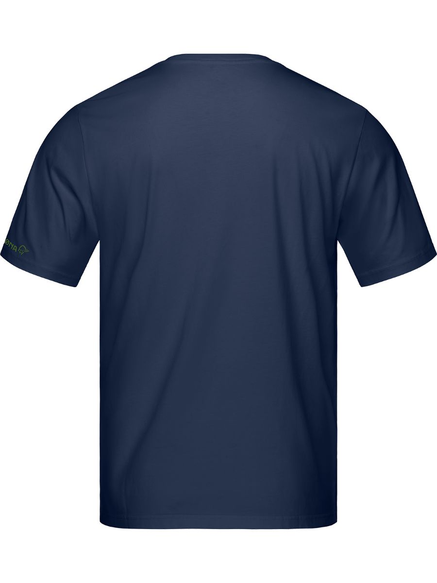 Norrøna /29 Cotton Activity Embroidery T-shirt: blå bomullstskjorte til herre fra Norrøna
