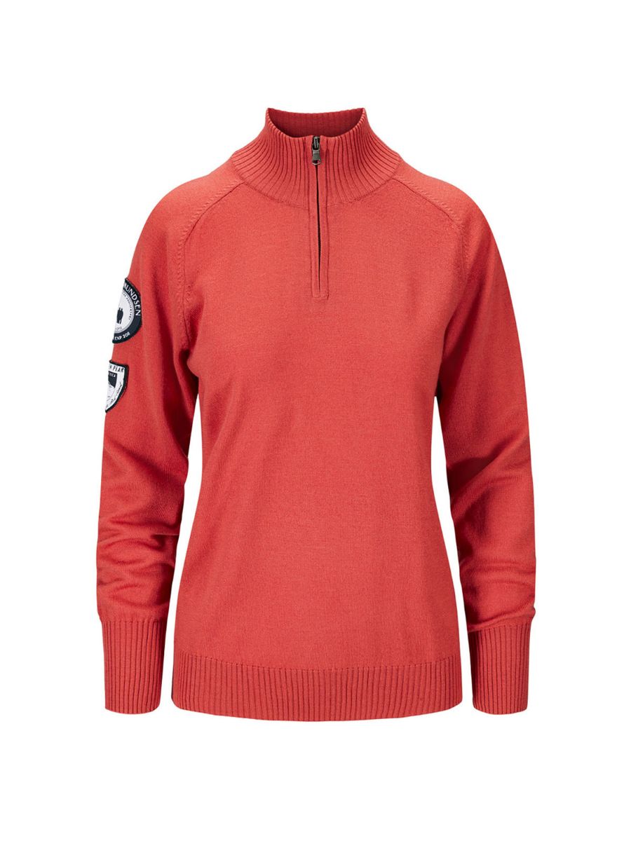 Amundsen Peak Half Zip Womens i fargen Weathered Red. Ullgenser fra Amundsen til dame