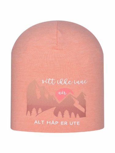 Jotunheim Varde Lue i fargen Shrimp med trykket: Sitt ikke inne når alt håp er ute