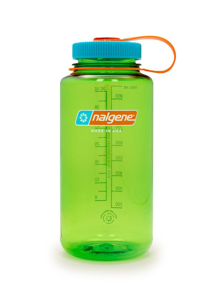 Grønn drikkeflaske med turkis topp. BPA-fri	