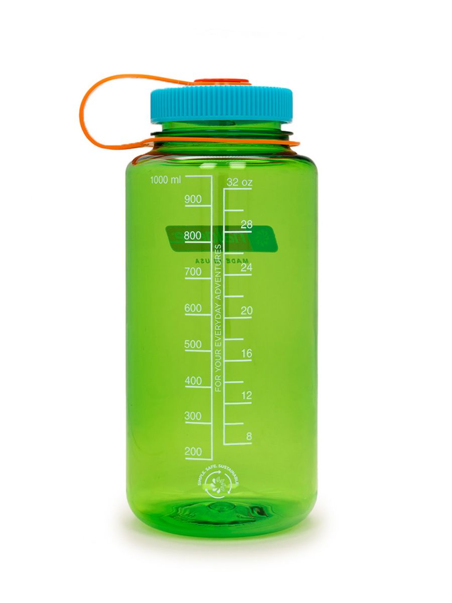 Grønn drikkeflaske med turkis topp. BPA-fri	