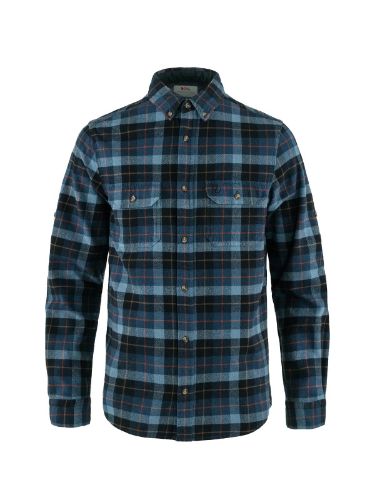 Tykkere flannelskjorte til herre i mørkeblå ruter