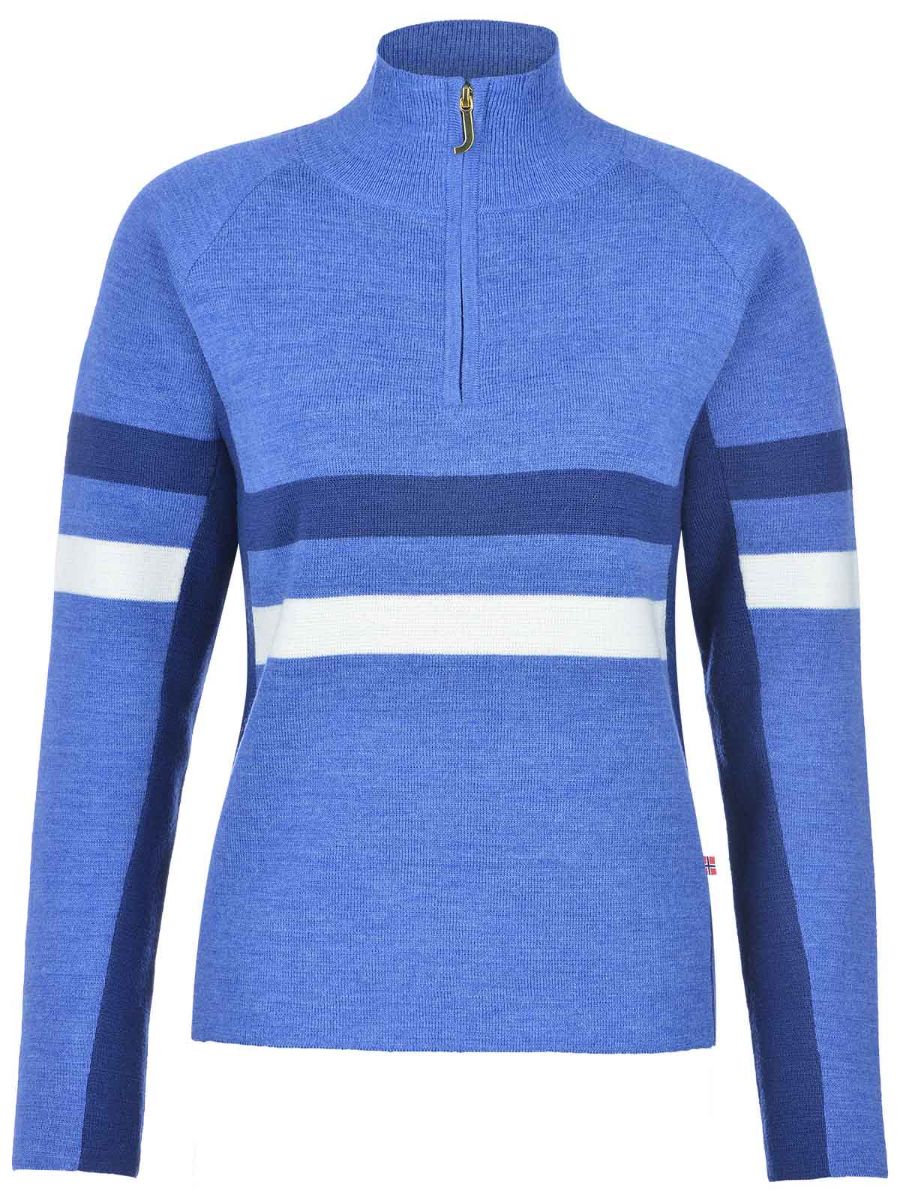 Ullgenser til dame fra Jotunheim i fargen Dazzling Blue med halfzip