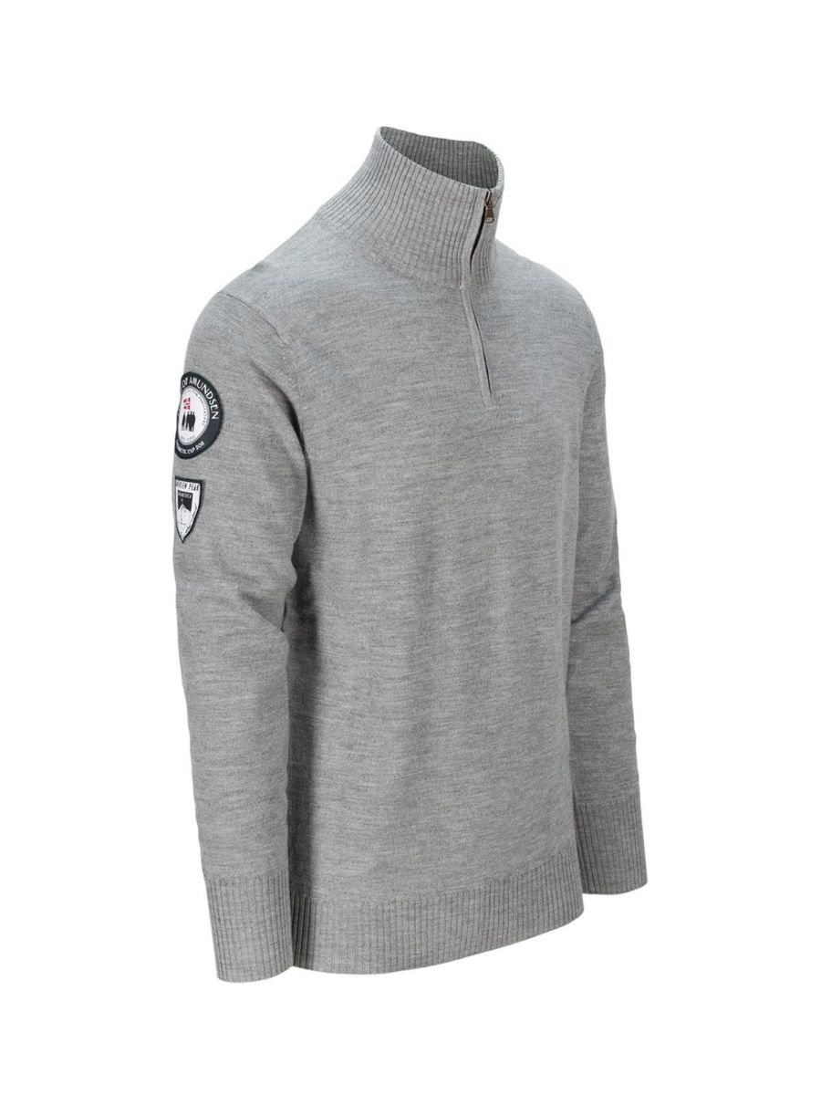 Amundsen Peak Half Zip Mens i fargen Light Grey. Ullgenser fra Amundsen til herre. 