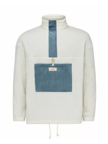 Varm fleecegenser til herre fra Amundsen med detaljer i kordfløyel