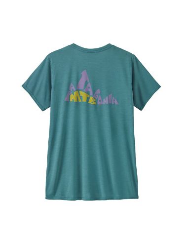 T-skjorte til dame i resirkulert polyester fra Patagonia med trykk i front