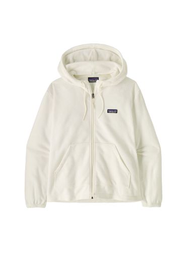 Vis detaljer for W's Micro D Fleece Hoody Hettejakke til dame fra Patagonia med glidelås i full lengde, i  fargen Birch White