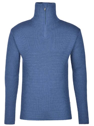Strikkegenser til herre fra Jotunheim med høy hals og halfzip i fargen Dark Denim
