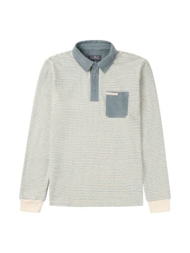 Lett og klassisk genser til herre fra Amundsen med striper i fargen Stormy Blue