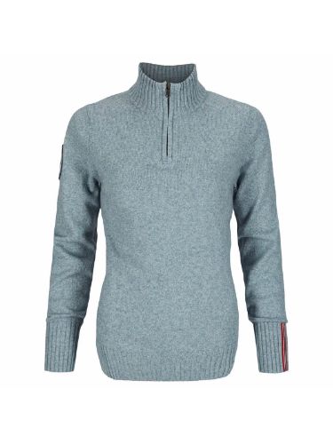 Genser til dame fra Amundsen med høy hals og halfzip i fargen Blue Stone