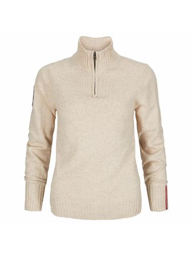 Genser til dame fra Amundsen med høy hals og halfzip i fargen Warm Sand
