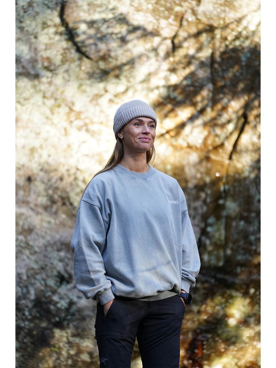 Crewneck til dame og herre fra Pre Aprés i fargen Stormy Blue