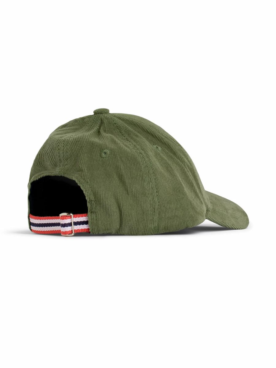 Caps i kordfløyel fra Amundsen i bomull med logo i front, fargen Olive Ash