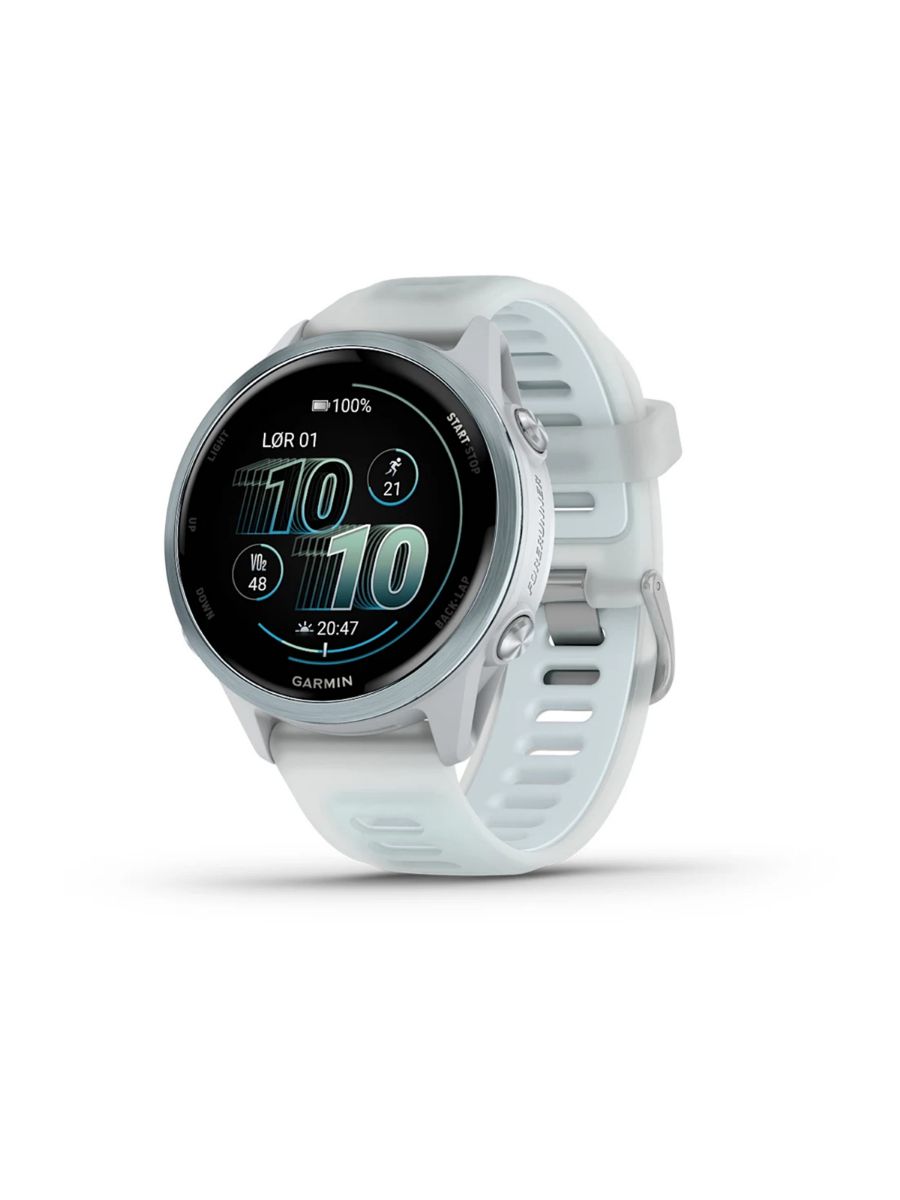 Forerunner 570 fra Garmin til dame og herre i størrelse 42mm i fargen Whitestone Cloud Blue