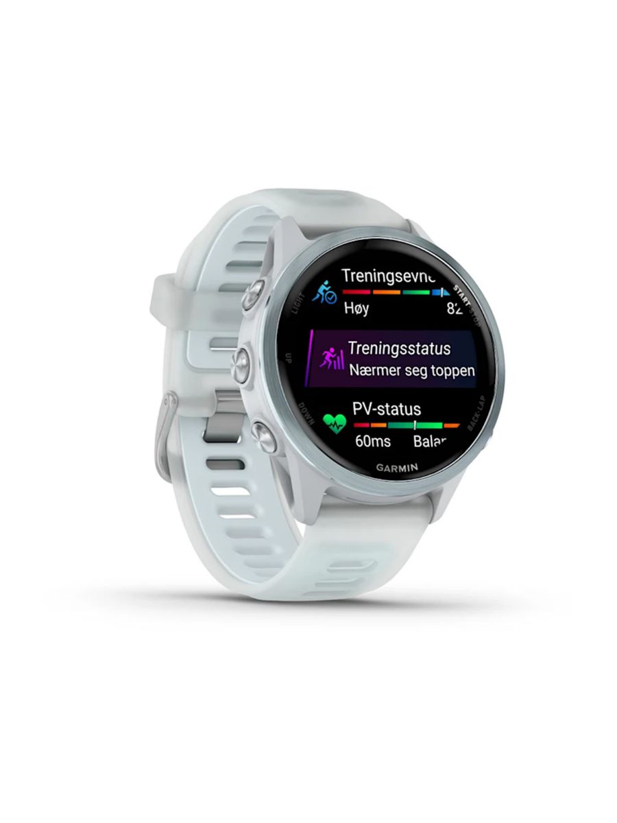 Forerunner 570 fra Garmin til dame og herre i størrelse 42mm i fargen Whitestone Cloud Blue