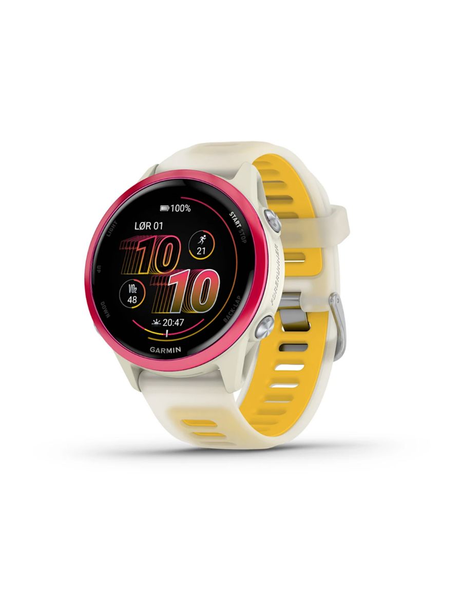 Forerunner 570 fra Garmin til dame og herre i størrelse 42mm i fargen Bone Raspberry Mango