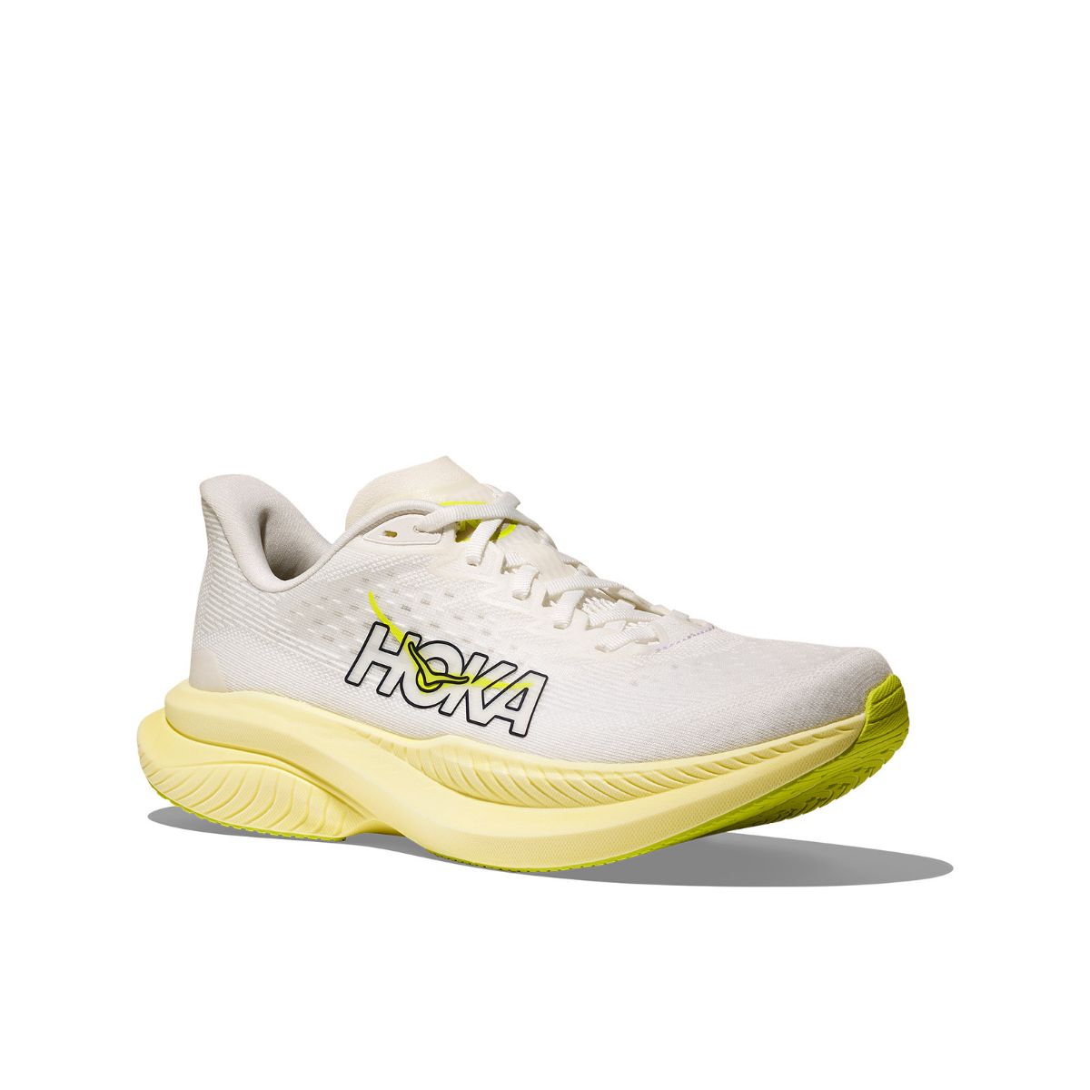 W Mach 6 til dame i fargen White Neon Hoka Citrus- en responsiv og morsom løpesko