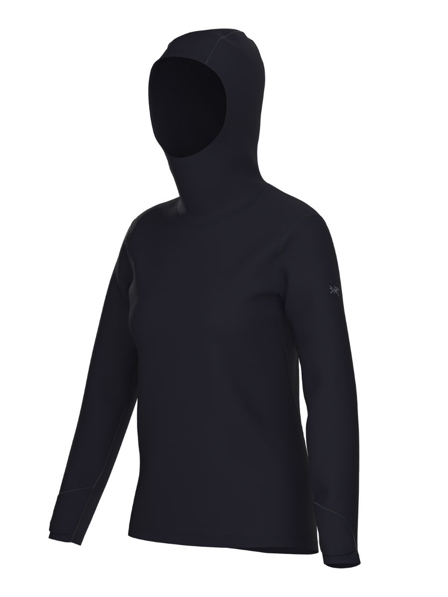 Teknisk hettegenser til dame fra Arcteryx i fargen Black Heather