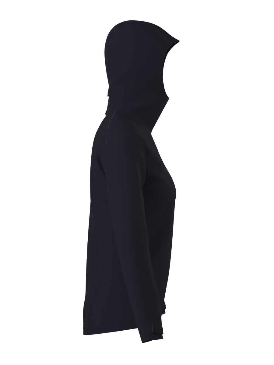 Teknisk hettegenser til dame fra Arcteryx i fargen Black Heather