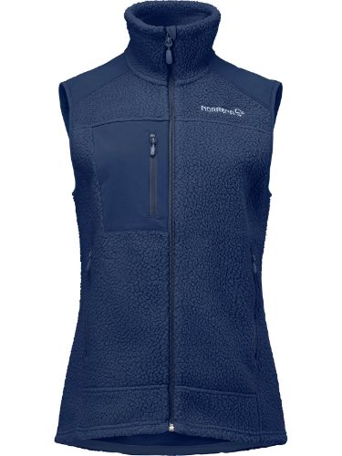 Vis detaljer for trollveggen warm3 Vest W's  Lett og varm vest i fleece til dame i fargen Indigo Night fra Norrøna