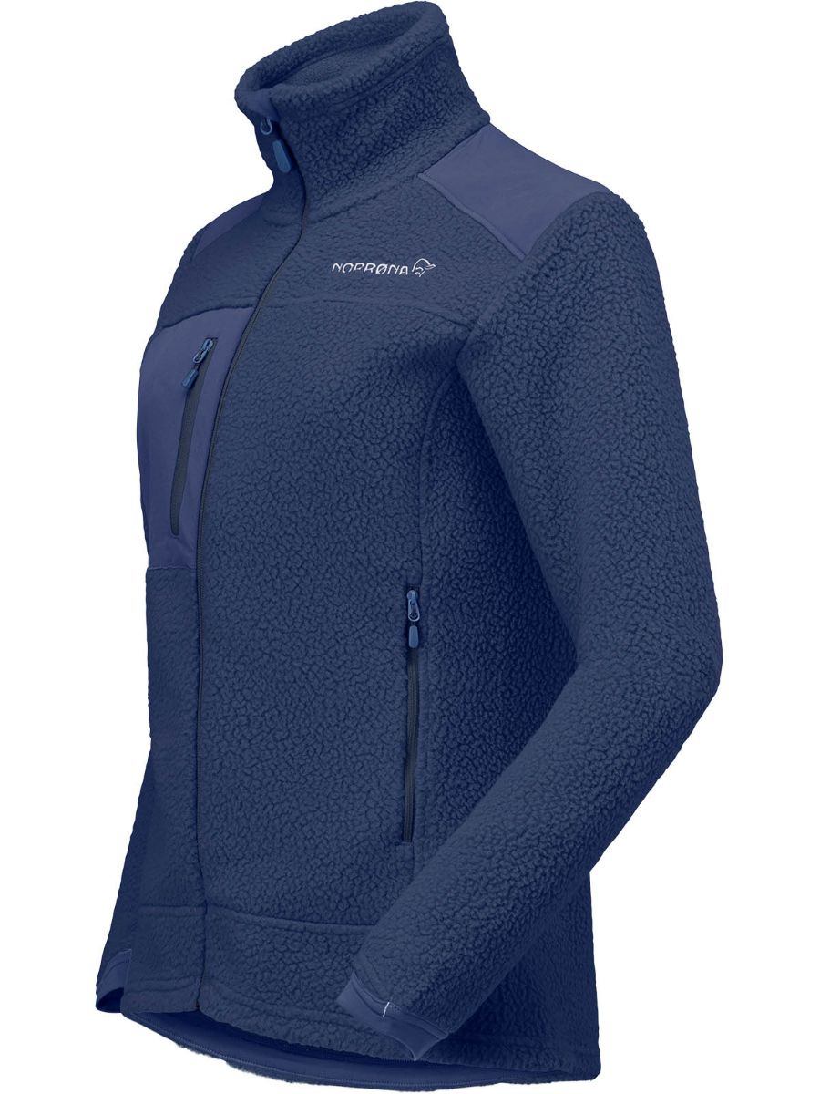 Fleecejakke til dame fra Norrøna i warm3-materiale i fargen Indigo Night