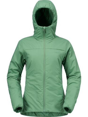 Lett og isolerende jakke fra Norrøna til dame i fargen Dark Ivy