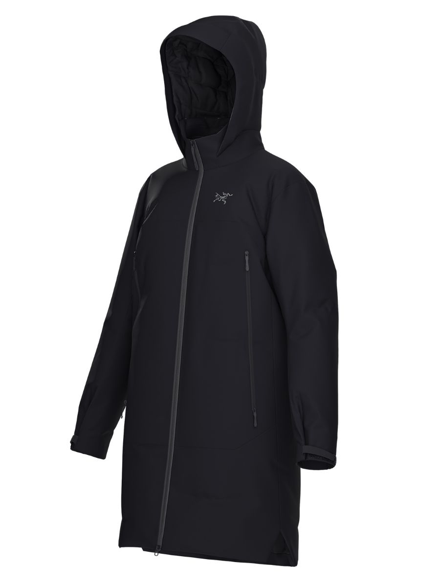 Lang dunjakke til dame fra Arcteryx med vind- og vanntette egenskaper