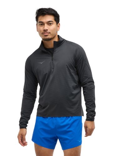 Treningsgenser til herre fra Hoka med quarter zip i farge Black