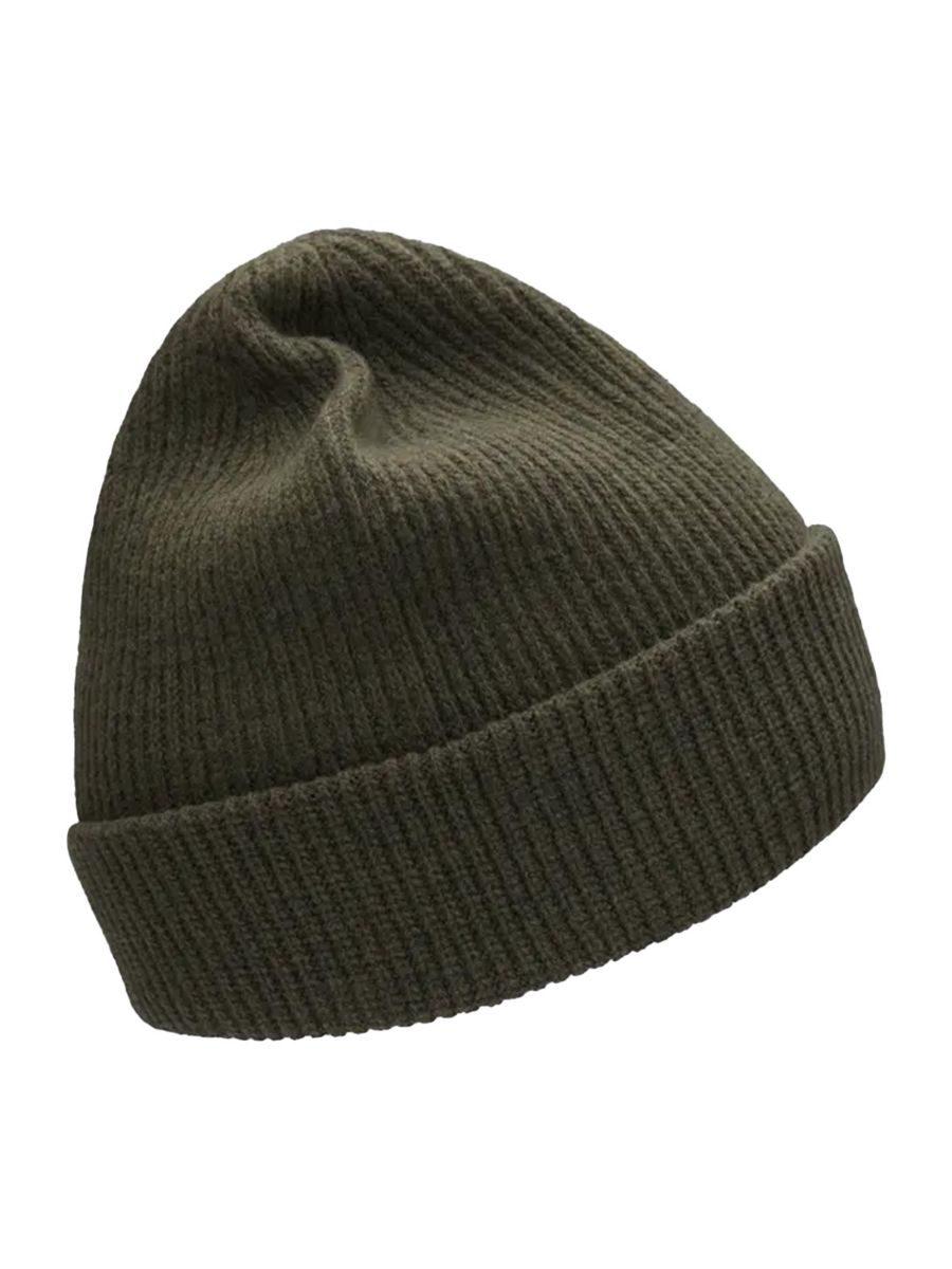 ReBorn Feltet Beanie fra Aclima: en tykk lue i ribbestrikket resirkulert merinoull i fargen Forest Melange
