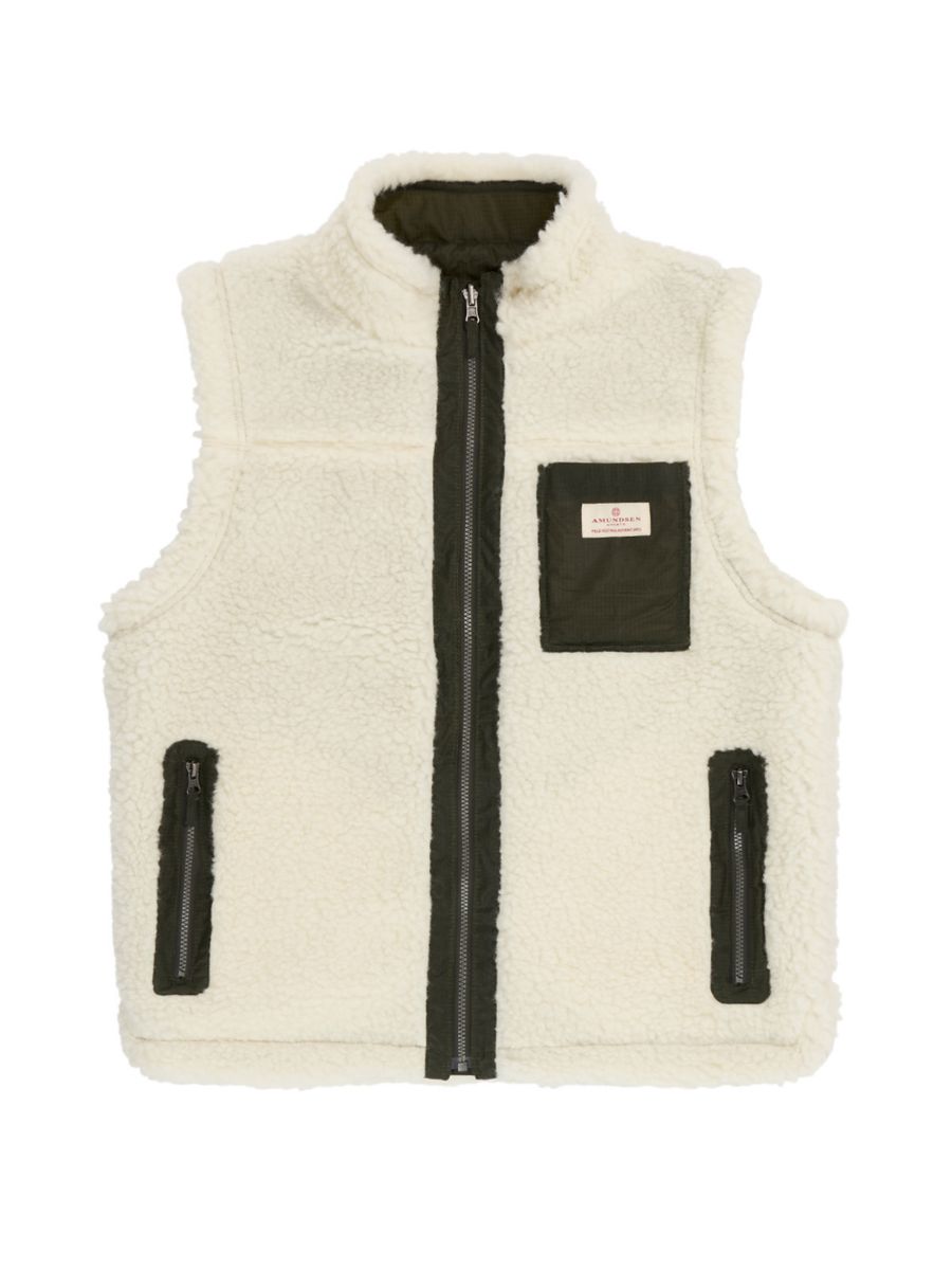 Harvester Reverso Waxed Vest fra Amundsen som kan brukes to veier! Unisex og i fargen Olive