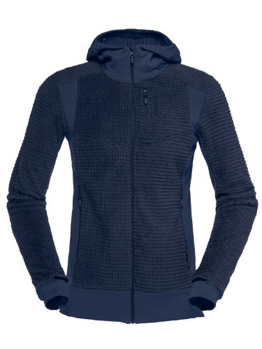 Tynn og varm fleecejakke til dame fra Norrøna i fargen Indigo Night
