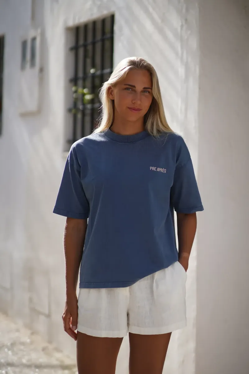 Base Washed Tee i fargen Blue Sea	