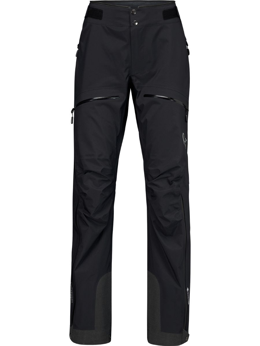 Lett og slitesterk skallbukse til dame fra Norrøna i fargen Caviar Black