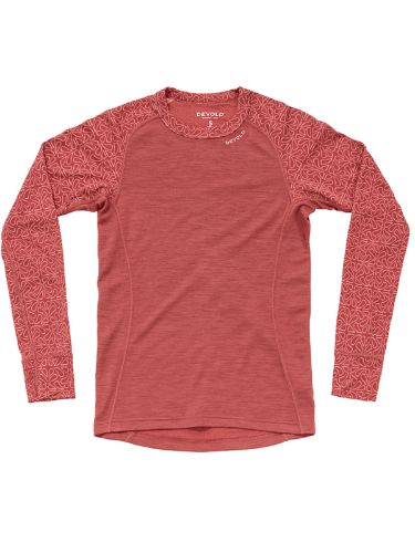 Tynn, isolerende og kløfri ullgenser til dame fra Devold i fargen Marsala