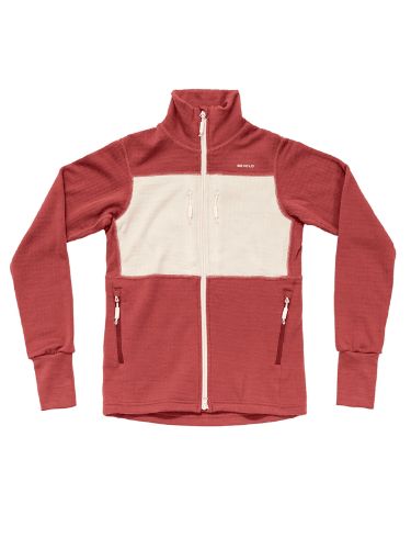 Varm og teknisk mellomlag fra Devold til dame i fargen Marsala Offwhite