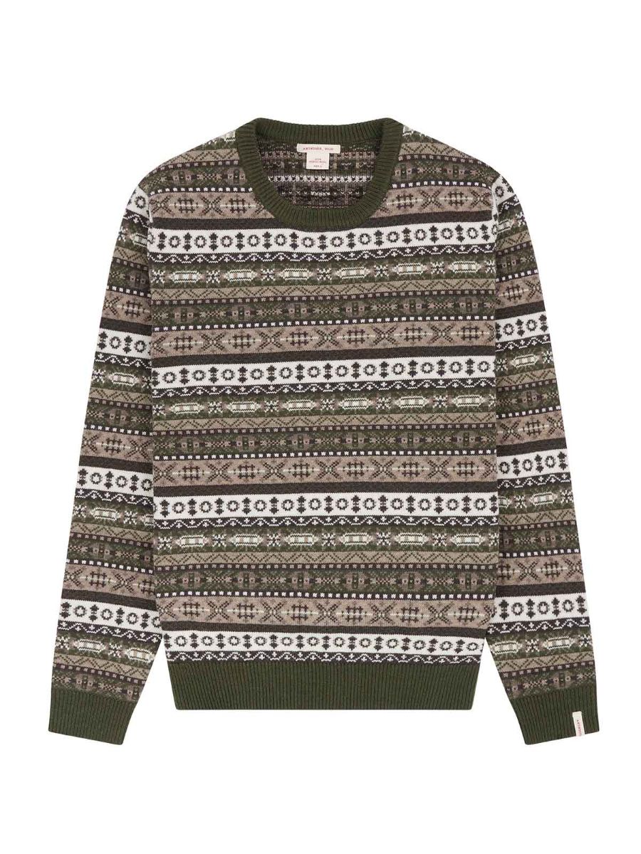 Crew Neck fra Amundsen Sports til herre med lekkert mønster, i fargen Earth